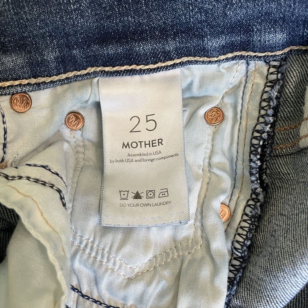Mother Insider Crop Step Fray Girl Crush Denim Blue Jeans Women’s 25 *FLAWED - Picture 2 of 15